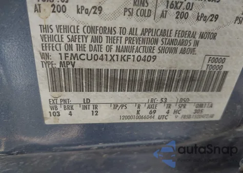 2001 Ford Escape Xlt from USA, damaged, VIN 1FMCU041X1KF10409